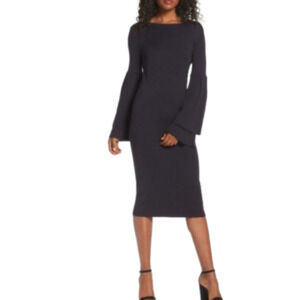 Chelsea28 Bell Sleeve Midi Sweater Dress Navy Size S NWT